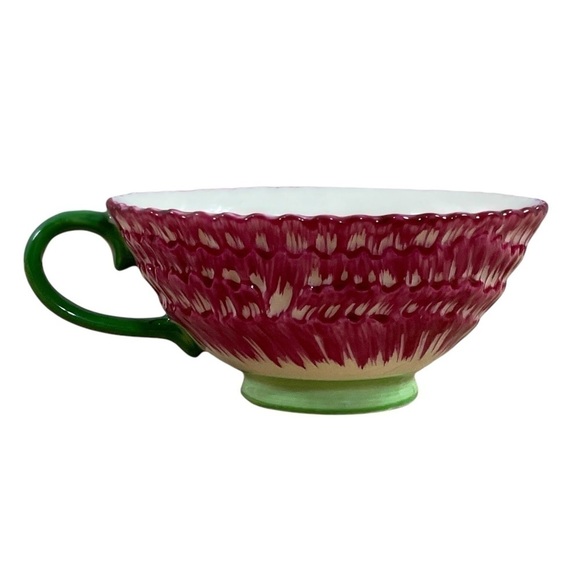 Two's Company ceramic Pink Green flower tea cup & saucer Conservatory Collection - Picture 5 of 10